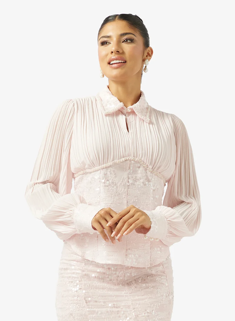 Khizana  Blouse With Shimmer Skirt Set for Women | Best Price UAE
